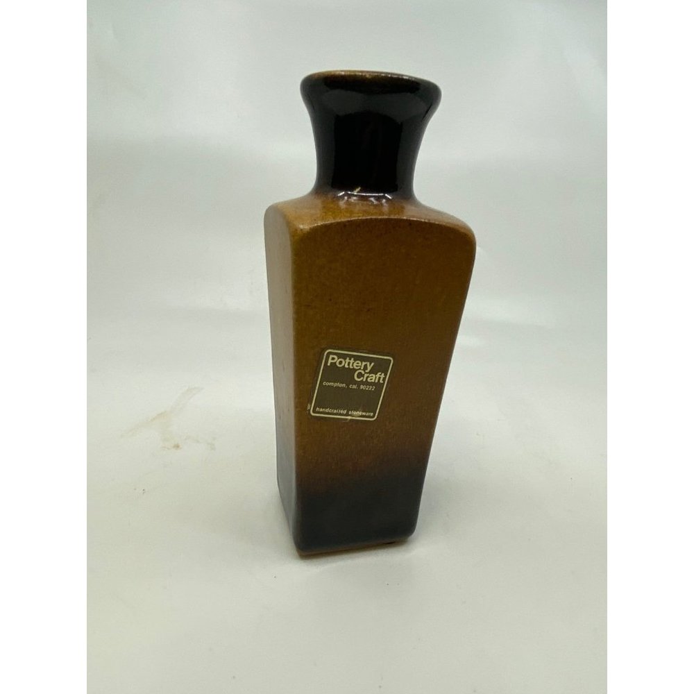 Vintage Vase Pottery Craft Compton Calif Brown Ombré Glaze Stoneware